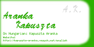 aranka kapuszta business card